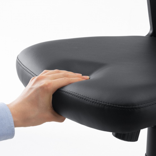 メッシュチェア ビニールレザー座面 背座一体型ロッキング キャスター付き ブラック