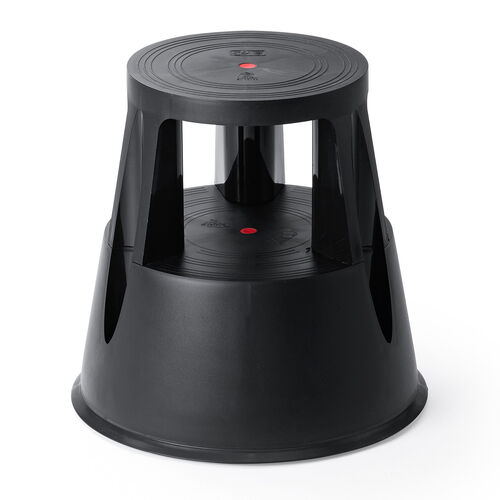 ステップスツール 踏み台 キャスター付き ストッパー機能付き 高さ41.5cm 2段タイプ スタッキング可能 耐荷重150kg 高耐久 ブラック