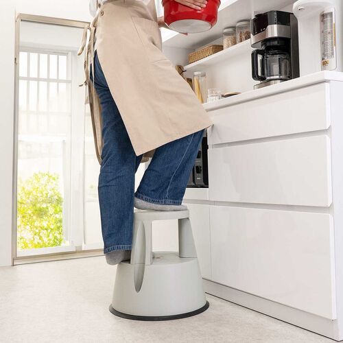 ステップスツール 踏み台 キャスター付き ストッパー機能付き 高さ41.5cm 2段タイプ スタッキング可能 耐荷重150kg 高耐久 グレー