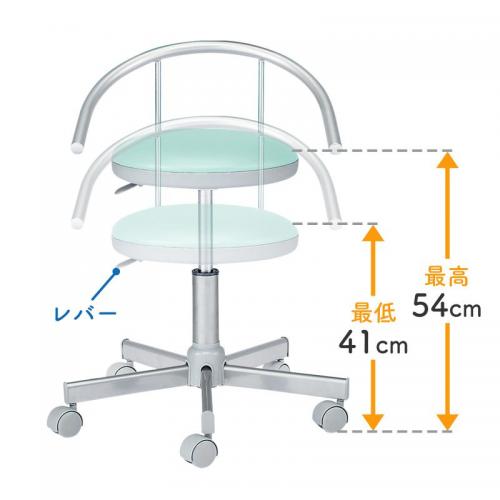 抗菌チェア 耐アルコールレザー 背もたれ付き ホワイト 医療機関向け 