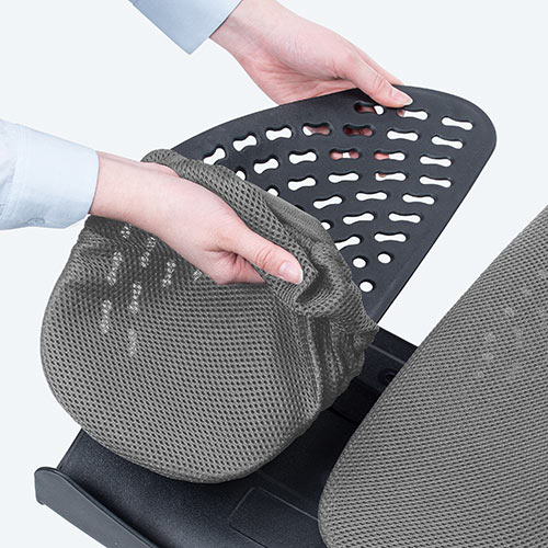 ランバーサポート グレー 腰枕 椅子用 