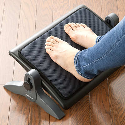フットレスト 高さ調節 角度無段階調節 メッシュクッション 幅55cm デスク下
