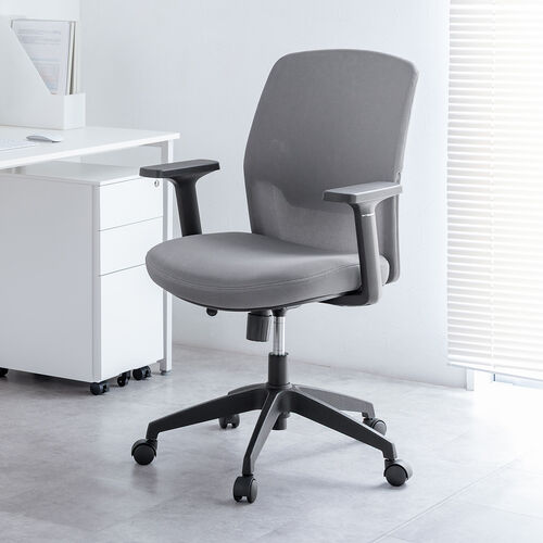 オフィスチェア メッシュチェア アームレスト付き ロッキング 上下調節可能ランバーサポート ウレタンクッション ナイロンキャスター グレー