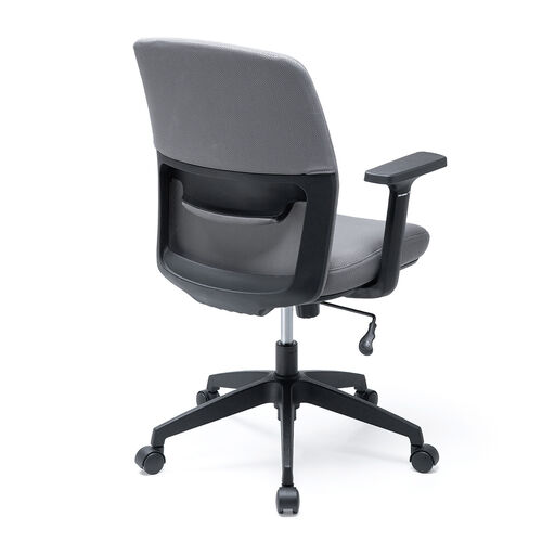 オフィスチェア メッシュチェア アームレスト付き ロッキング 上下調節可能ランバーサポート ウレタンクッション ナイロンキャスター グレー