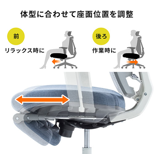 【在庫限り】ワークチェア オットマン内蔵 ハイバック ロッキング ランバーサポート ヘッドレストつき グレー
