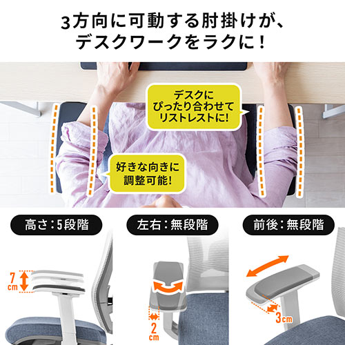【在庫限り】ワークチェア オットマン内蔵 ハイバック ロッキング ランバーサポート ヘッドレストつき グレー