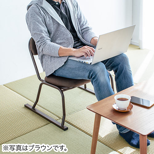 座敷椅子 高座椅子 腰痛対策 スタッキング可能 4脚セット ブラウン