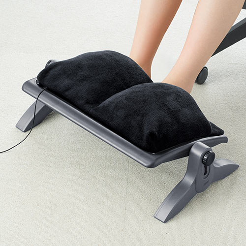 あったかフットレスト フットウォーマー 足温器 メッシュクッション付き USB給電 高さ調整 角度調整