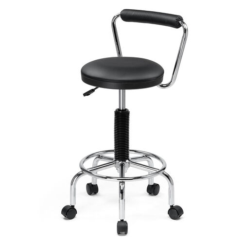 カウンターチェア 背もたれ 足置き キャスター付き ブラック