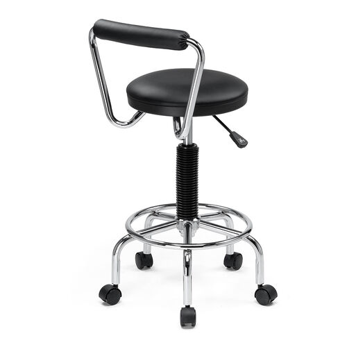 カウンターチェア 背もたれ 足置き キャスター付き ブラック