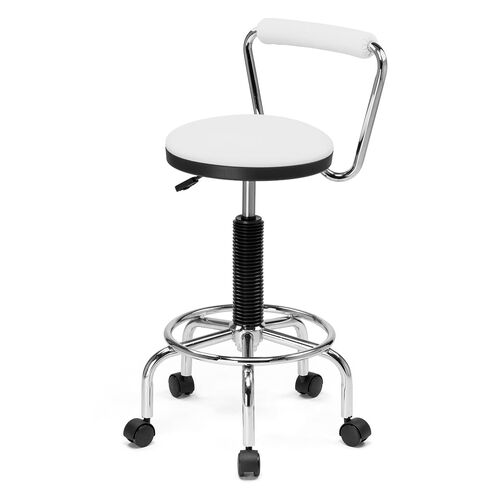 カウンターチェア 背もたれ 足置き キャスター付き ホワイト