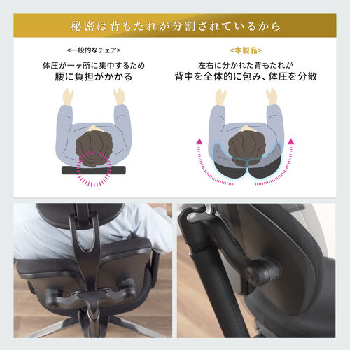 【在庫限り】背もたれ分割 オフィスチェア シンクロロッキング アームレストつき  耐荷重120kg 腰痛対策