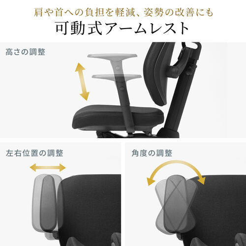 【在庫限り】背もたれ分割 オフィスチェア シンクロロッキング アームレストつき  耐荷重120kg 腰痛対策
