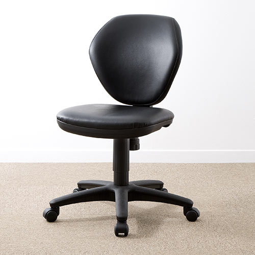 【アウトレット】オフィスチェア ビニールレザー張り ワークチェア ブラック 