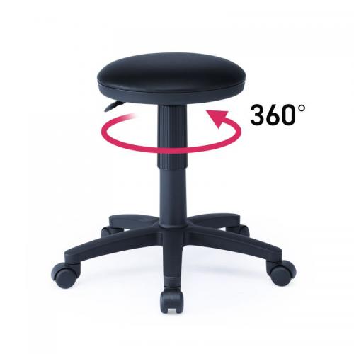 抗菌チェア 医療機関向け 耐アルコールレザー スツール キャスター付き ブラック SNC-RD5VBK