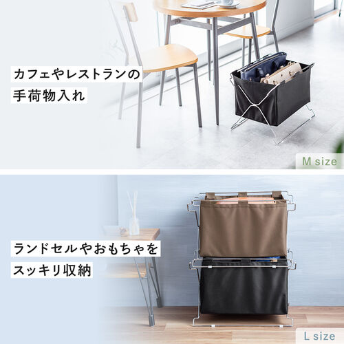 折りたたみ荷物入れ Lサイズ ブラウン スタッキング可能