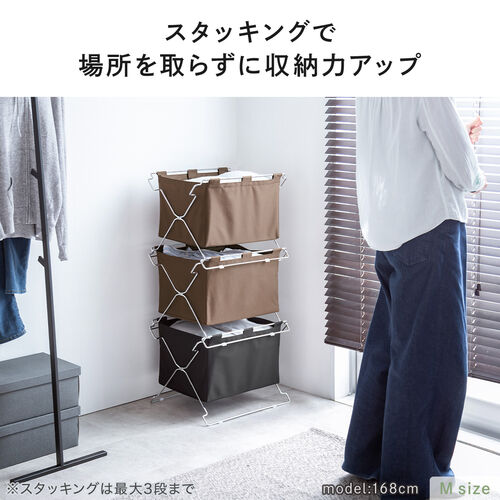 折りたたみ荷物入れ Lサイズ ブラウン スタッキング可能