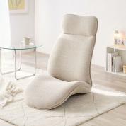 腰ラク座椅子 ヘッドレスト14段階 座面14段階 背もたれ6段階 角度調節 ウレタンクッション ベージュ