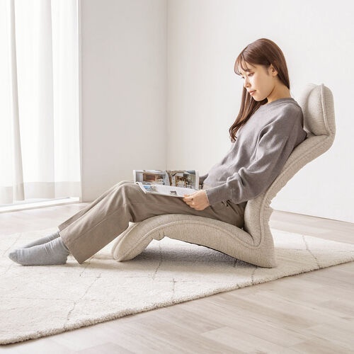 腰ラク座椅子 ヘッドレスト14段階 座面14段階 背もたれ6段階 角度調節 ウレタンクッション ベージュ