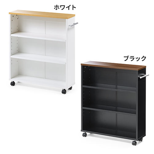すきま収納ラック 本棚 薄型 低い キャスター付き 3段 幅15.5 奥行55.5 高さ65cm マガジンラック コミックラック 押入れ収納 マルチワゴン ブラック
