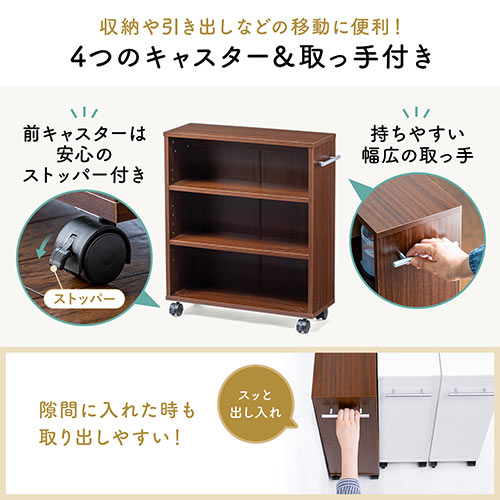 すきま収納ラック キャスター付き 幅20cm 奥行き55cm 押入れ収納 マルチワゴン ホワイト