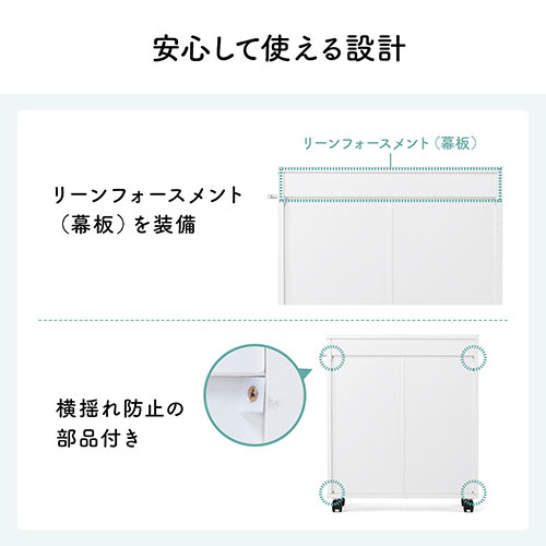 すきま収納ラック キャスター付き 幅20cm 奥行き55cm 押入れ収納 マルチワゴン ホワイト