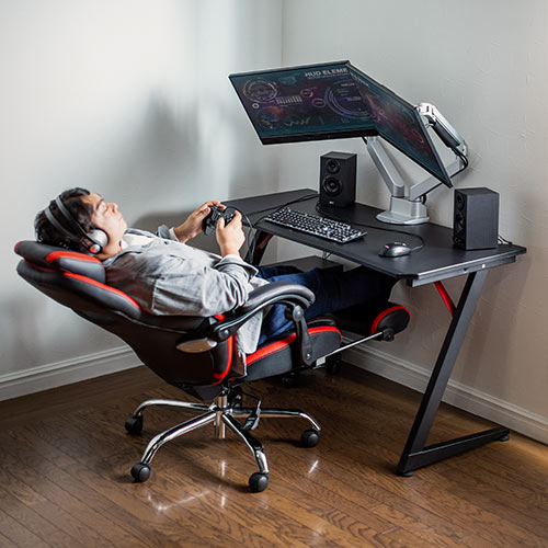 ゲーミングデスク(パソコンデスク・PCデスク・平机・ゲームデスク・幅1200mm・奥行600mm)