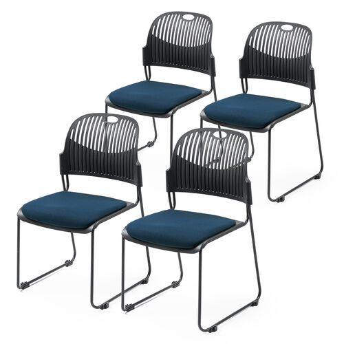 【3/27 16時まで特価】スタッキングチェア 4脚セット ブルー ミーティングチェア 会議用チェア