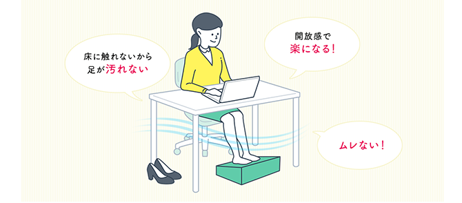床に触れないから足が汚れない